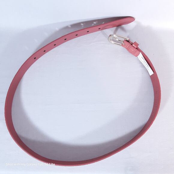 Lands End Womens Leather Belt XSmall Coral Colored Reptile Print - Picture 5 of 13